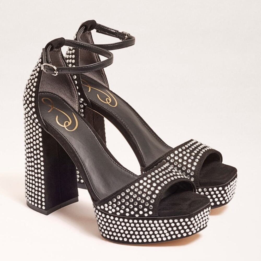 Sam Edelman Black Platform Heels with Silver Accents 6.5 NIB